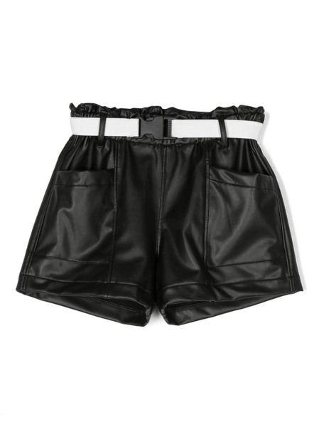  Andorine Faux-leather Belted Shorts - Black 