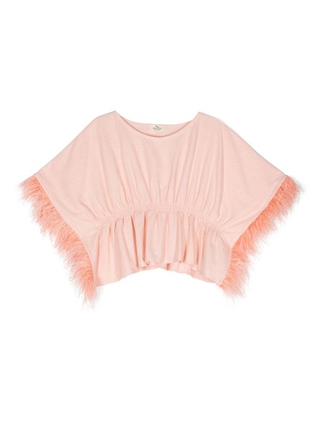  Andorine Feather-trimmed Kaftan - Pink 