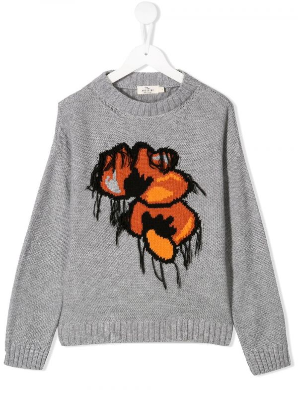  Andorine Floral Knitted Jumper - Grey 