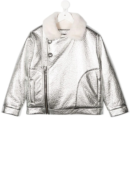  Andorine Metallic Biker Jacket - Silver 