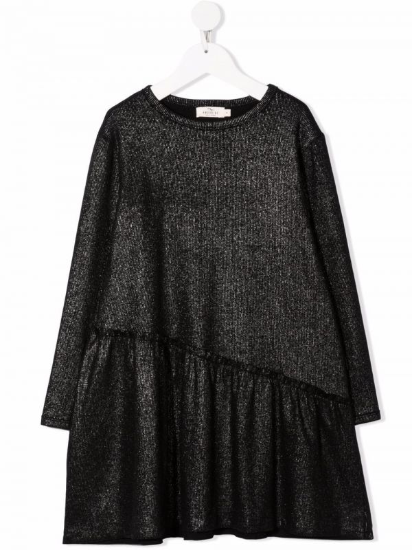  Andorine Metallic-effect Ruffled Dress - Silver 