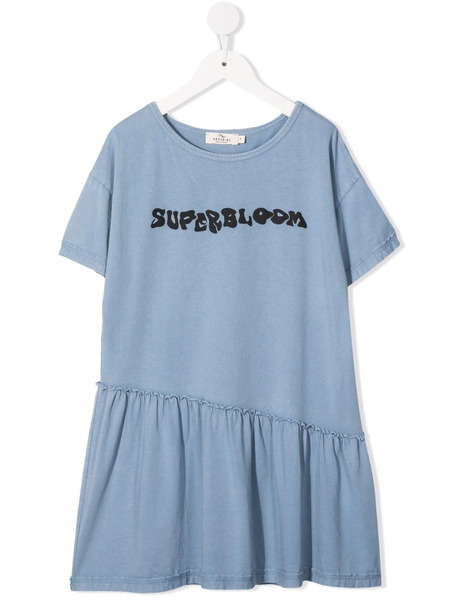  Andorine Organic Cotton Slogan Dress - Blue 