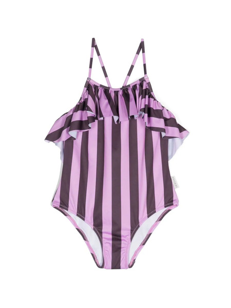  Andorine Ruffle-detailed Striped Swimsuit - Pink 