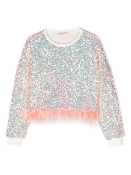  Andorine Sequin-embellishment Cotton Sweatshirt - Pink 