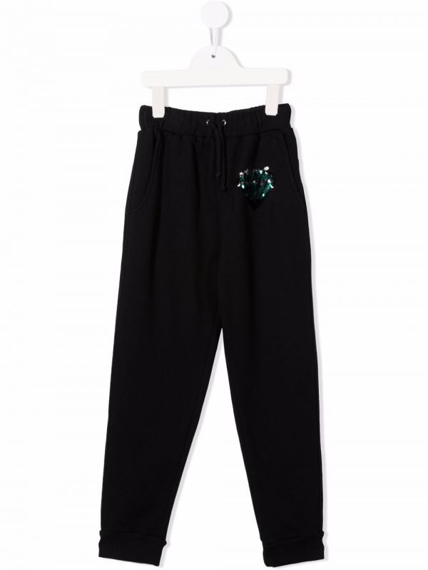  Andorine Sequin-embroidered Track Pants - Black 