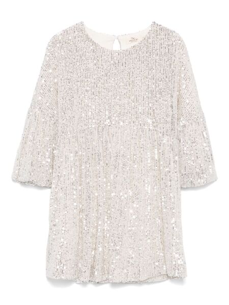  Andorine Sequined Puff-sleeve Dress - Neutrals 