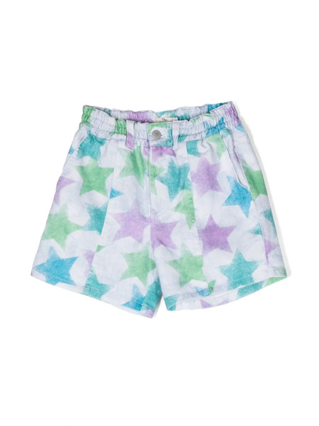  Andorine Star-print Denim Shorts - Blue 