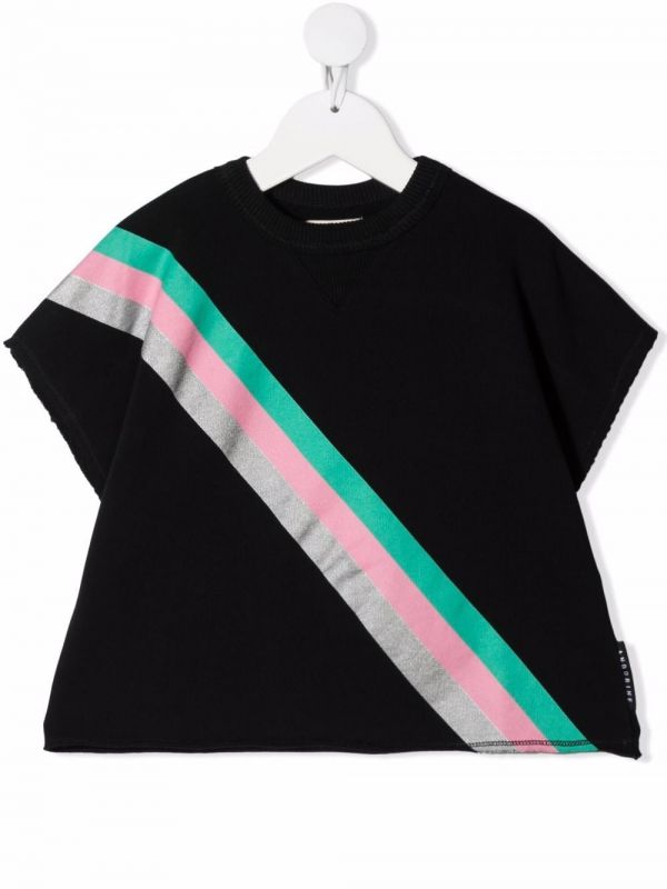  Andorine Stripe-print Short-sleeved Sweatshirt - Black 