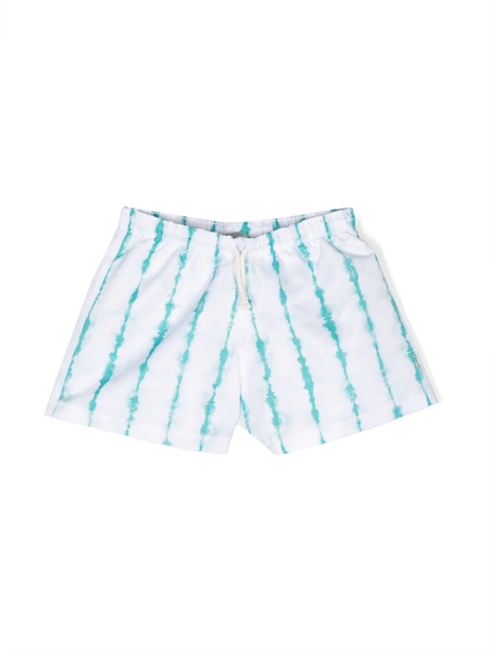  Andorine Tie-dye Print Drawstring Swim Shorts - White 