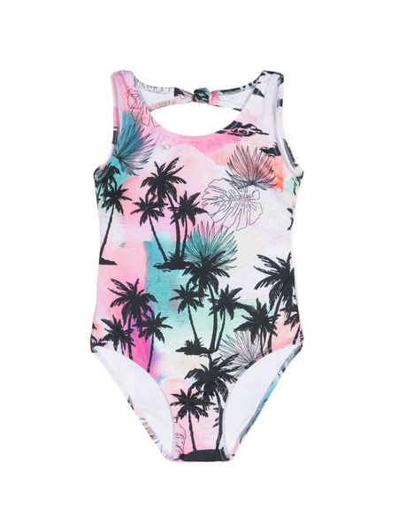  Andorine Tropical-print Open-back Swimsuit - Black 