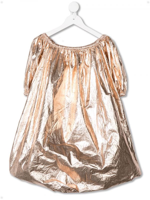  Andorine Wrinkled-effect Metallized Dress - Gold 