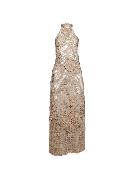  Andrea Almeida Crochet Halter Dress - Neutrals 