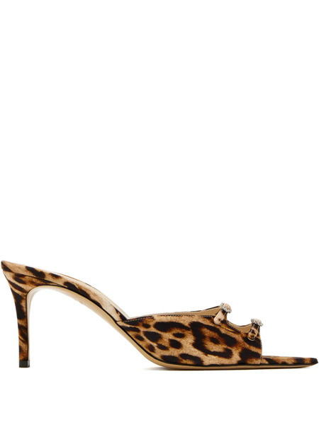  Andrea Wazen Carol Leopard Buckle Sandals - Brown 