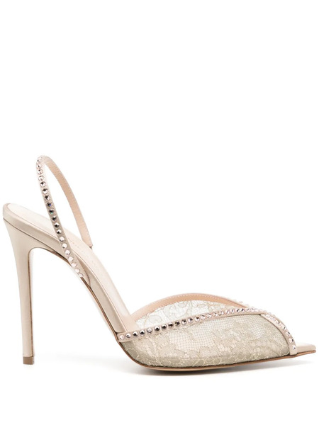  Andrea Wazen Katy 105mm Slingback Pumps - Neutrals 