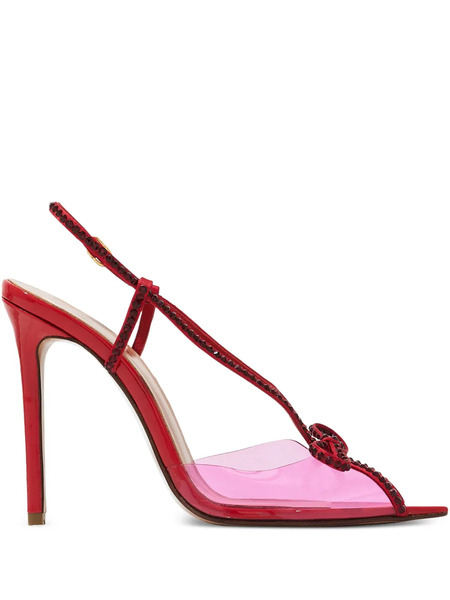  Andrea Wazen 105mm Kay Crystal Bow Sandals - White 