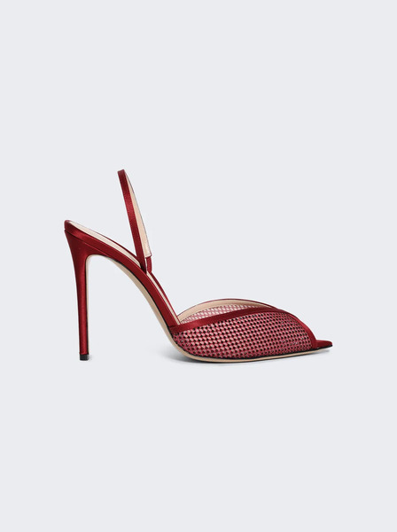  Andrea Wazen 105mm Net Glitz Sling Sandals - Red 