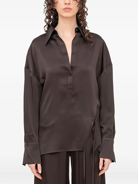  Andrea Ya'aqov V-neck Open-back Blouse - Brown 