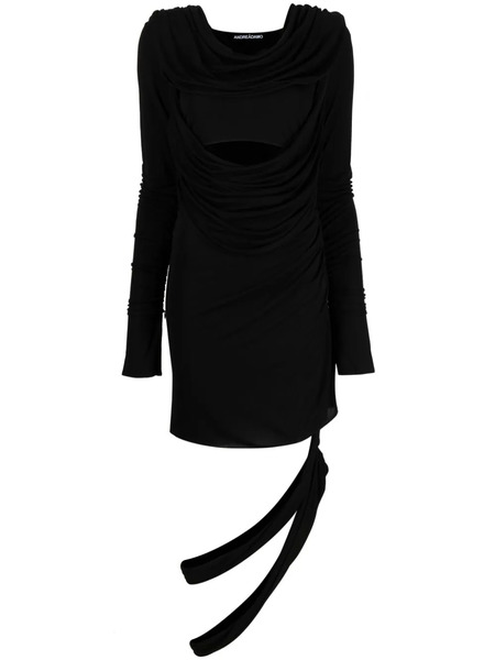  AndreĀdamo Asymmetric Draped Cut-out Dress - Black 