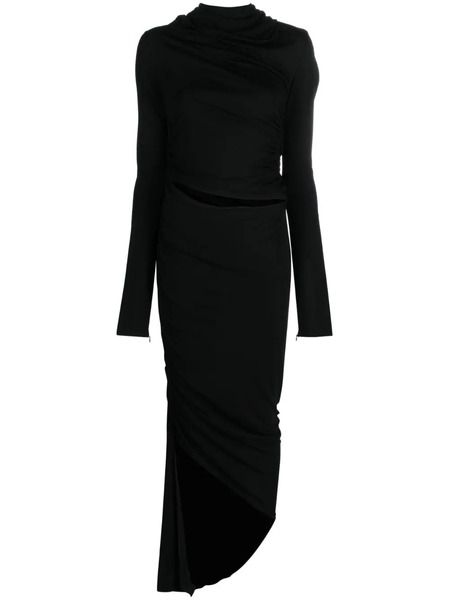  AndreĀdamo Asymmetric Draped Midi Dress - Black 
