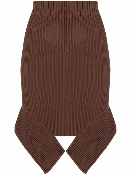  AndreĀdamo Rib-knit Asymmetric Skirt - Brown 