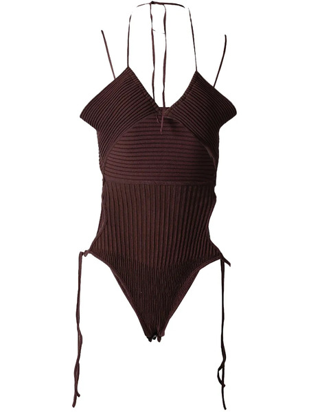  AndreĀdamo Ribbed Bodysuit - Brown 