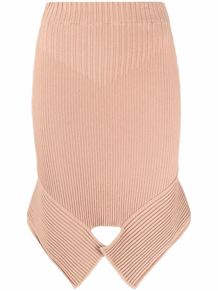  AndreĀdamo Ribbed-knit Asymmetric Skirt - Neutrals 