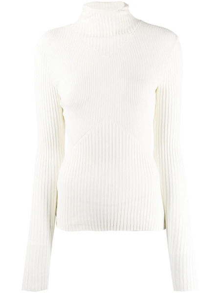  AndreĀdamo Ribbed-knit Hoodie Top - White 