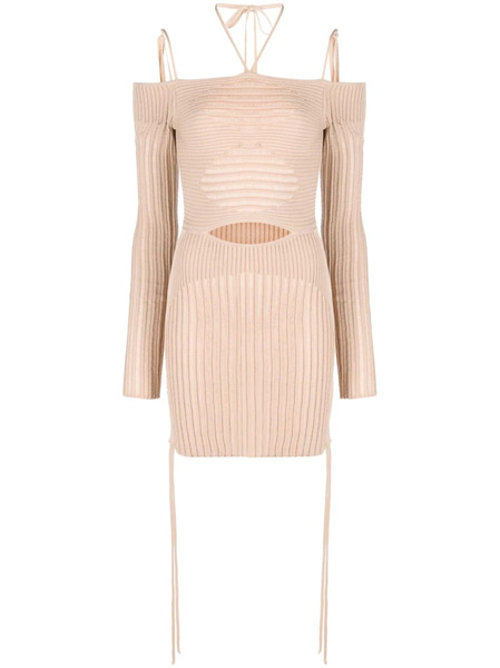  AndreĀdamo Ribbed-knit Mini Dress - Neutrals 