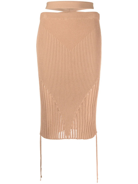  AndreĀdamo Ribbed-knit Pencil Skirt - Neutrals 