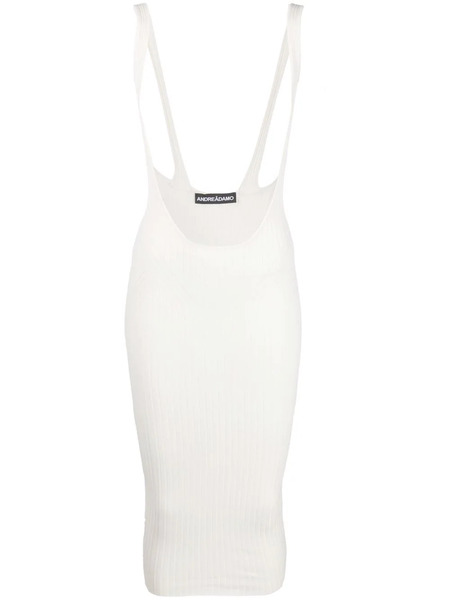  AndreĀdamo Ribbed-knit Pinafore Skirt - White 