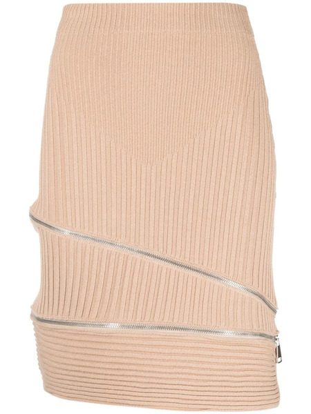  AndreĀdamo Ribbed Zip-detail Skirt - Neutrals 