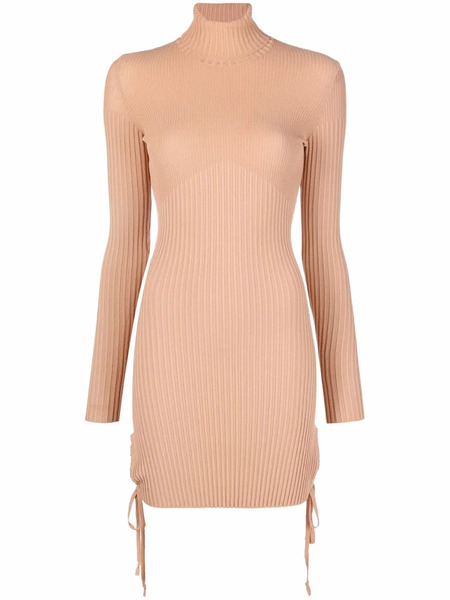  AndreĀdamo Roll-neck Ribbed Knit Dress - Brown 