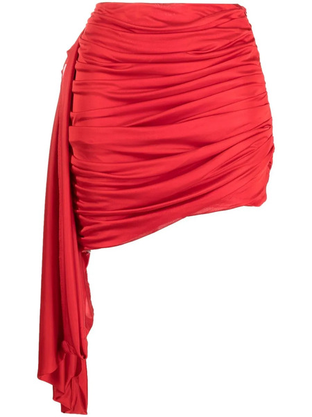  AndreĀdamo Ruched Asymmetric Bodycon Skirt - Red 