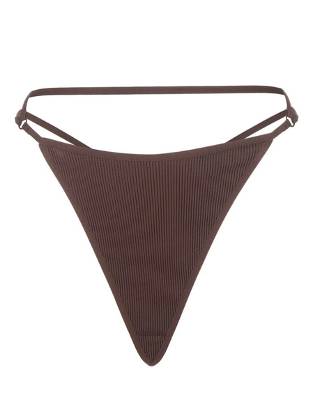  AndreĀdamo Strap-detailing Ribbed Thongs - Brown 