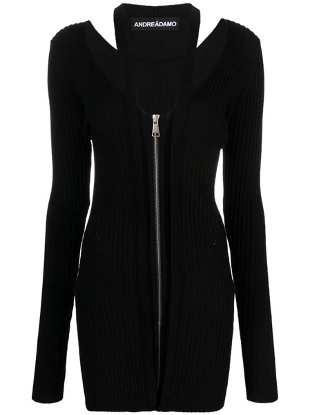 AndreĀdamo V-neck Ribbed-knit Dress - Black 