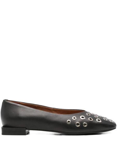  Angel Alarcon Eyelet-embellished Square-toe Ballet Flats - Black 