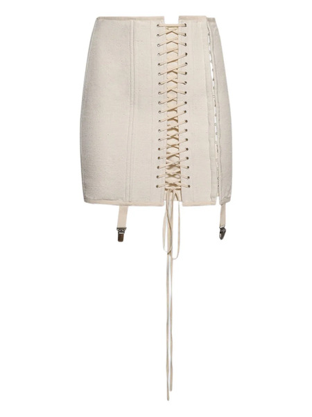  Angelica Montini Studios Lace-up Corset Mini Skirt - White 
