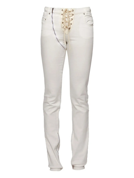  Angelica Montini Studios Lace-up Zip Jeans - White 
