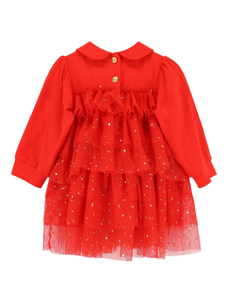  Angel's Face Kids Peter-pan Collar Sequin-embellished Dress - Red 