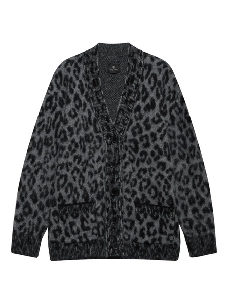  Anine Bing Banks Leopard-print Button Cardigan - Grey 