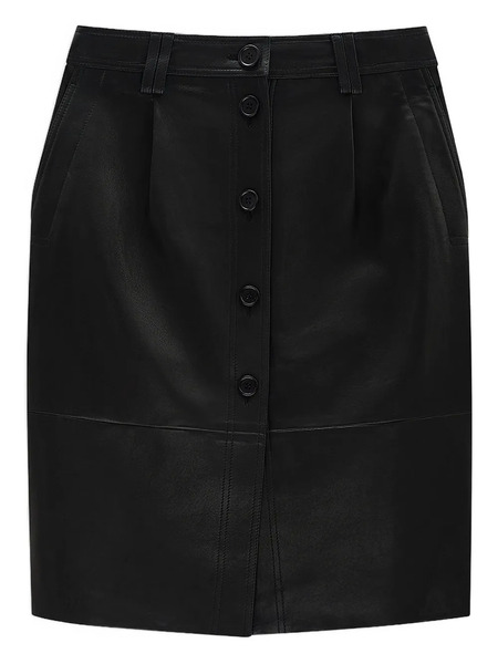  Anine Bing Button-front Leather Skirt - Black 