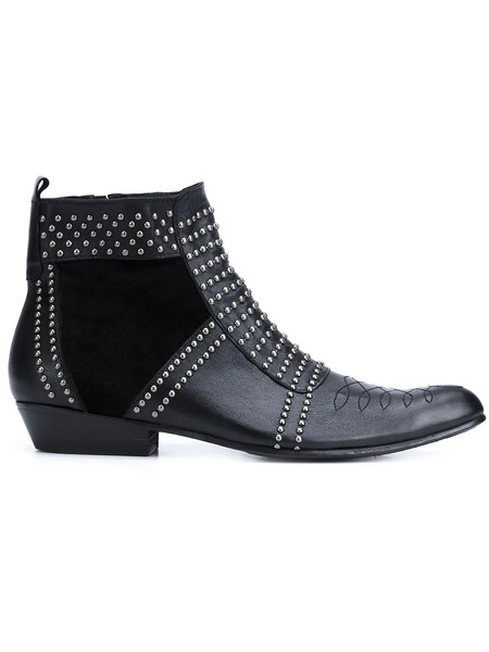  Anine Bing Charlie Stud-embellished Leather Boots - Black 