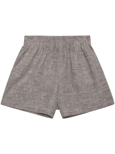  Anine Bing Check-print Linen Shorts - Neutrals 