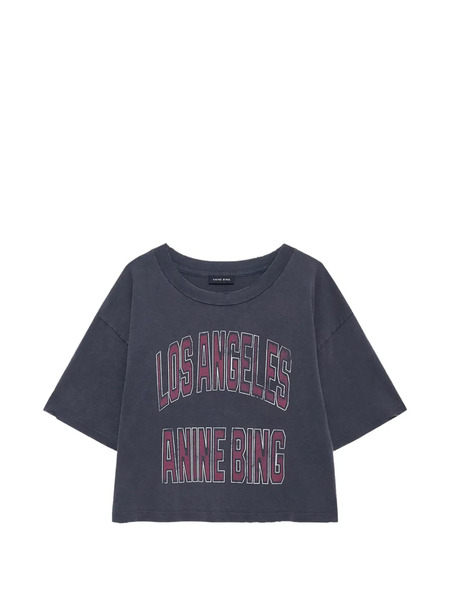 Anine Bing Cropped Graphic T-shirt - Grey 