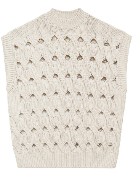  Anine Bing Dray Open-knit Vest - Neutrals 
