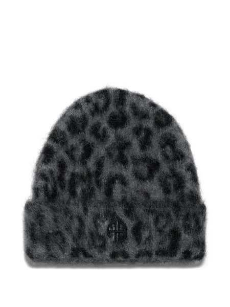  Anine Bing Elia Leopard-print Beanie - Grey 