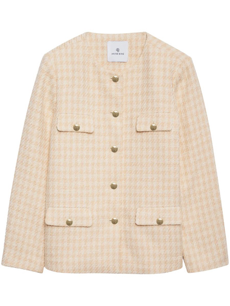  Anine Bing Janet Houndstooth Tweed Jacket - Neutrals 