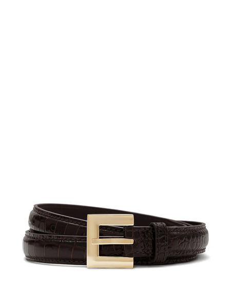  Anine Bing Nicola Crocodile-embossed Belt - Brown 