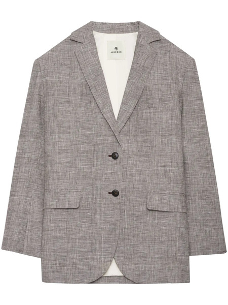 Anine Bing Quinn Plaid Linen Blazer - Neutrals 