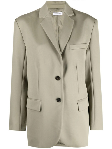 Anine Bing Quinn Wool Oversize Blazer - Green 